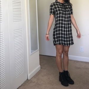 Plaid black and white mini dress.